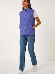 Roman Blue Diamond Quilted Funnel Neck Gilet - Image 3 of 5