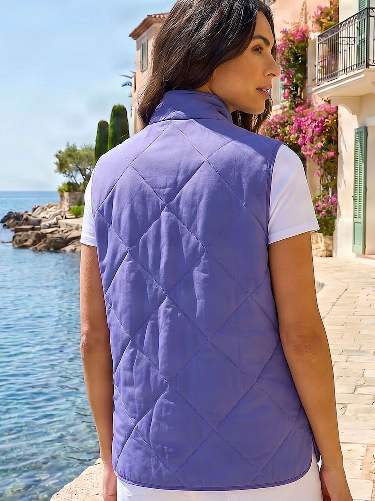 Buy Roman Blue Diamond Quilted Funnel Neck Gilet from Next USA
