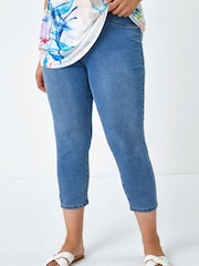 Roman Blue Curve Cropped Stretch Denim Leggings - Image 1 of 5