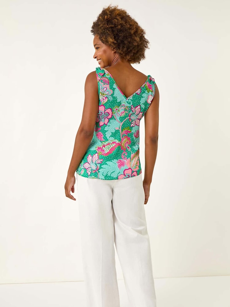 Roman Green Floral Spot Printed Cami Top - Image 2 of 5