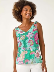 Roman Green Floral Spot Printed Cami Top - Image 4 of 5