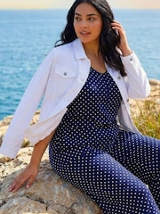 Roman White Curve Mid Wash Denim Jacket - Image 1 of 4