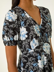 Roman Φλοράλ Τύπωμα/Στάμπα Λαιμόκοψη V Ελαστικό Midi Φόρεμα - Εικόνα 5 από 5