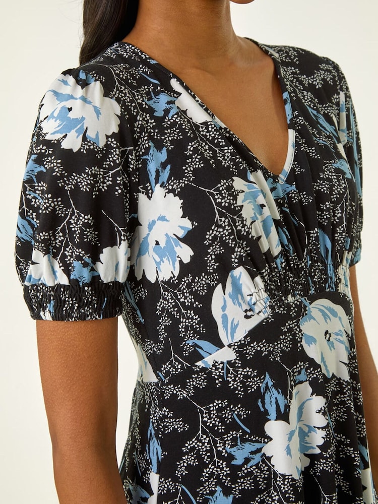 Roman Φλοράλ Τύπωμα/Στάμπα Λαιμόκοψη V Ελαστικό Midi Φόρεμα - Εικόνα 5 από 5