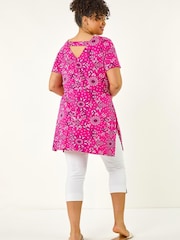 Roman Pink Curve Paisley Print Bar Back Top - Image 4 of 5