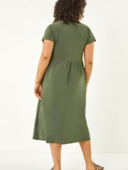 Roman Green Curve Wrap Front Stretch Dress - Image 3 of 5