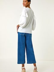 Roman White Frill Front Woven Top - Image 3 of 3