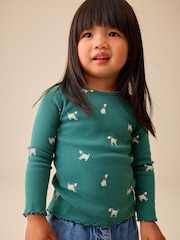 Green Long Sleeve Ribbed Top (3mths-7yrs) - Image 1 of 8