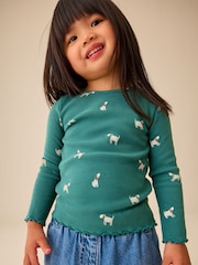 Green Long Sleeve Ribbed Top (3mths-7yrs) - Image 3 of 8