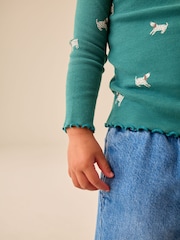 Green Long Sleeve Ribbed Top (3mths-7yrs) - Image 4 of 8