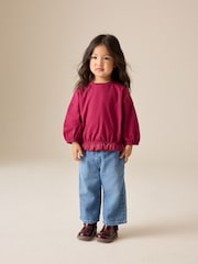 Burgundy Long Sleeve Broderie Hem Top (3mths-7yrs) - Image 2 of 8