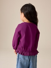 Burgundy Long Sleeve Broderie Hem Top (3mths-7yrs) - Image 3 of 8