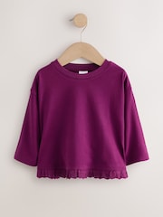 Burgundy Long Sleeve Broderie Hem Top (3mths-7yrs) - Image 5 of 8