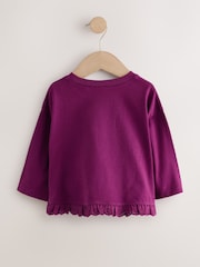 Burgundy Long Sleeve Broderie Hem Top (3mths-7yrs) - Image 6 of 8