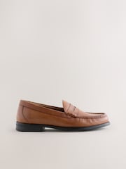 Tan/Brown Wide Fit Leather Penny Loafers - Image 2 of 5