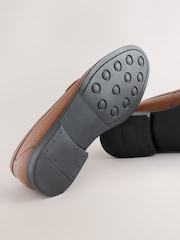 Tan/Brown Wide Fit Leather Penny Loafers - Image 4 of 5