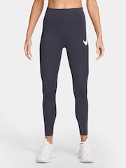 Nike Gridiron Grey Tempo Swoosh Run High-Waisted 7/8 Running Leggings - Image 1 of 4