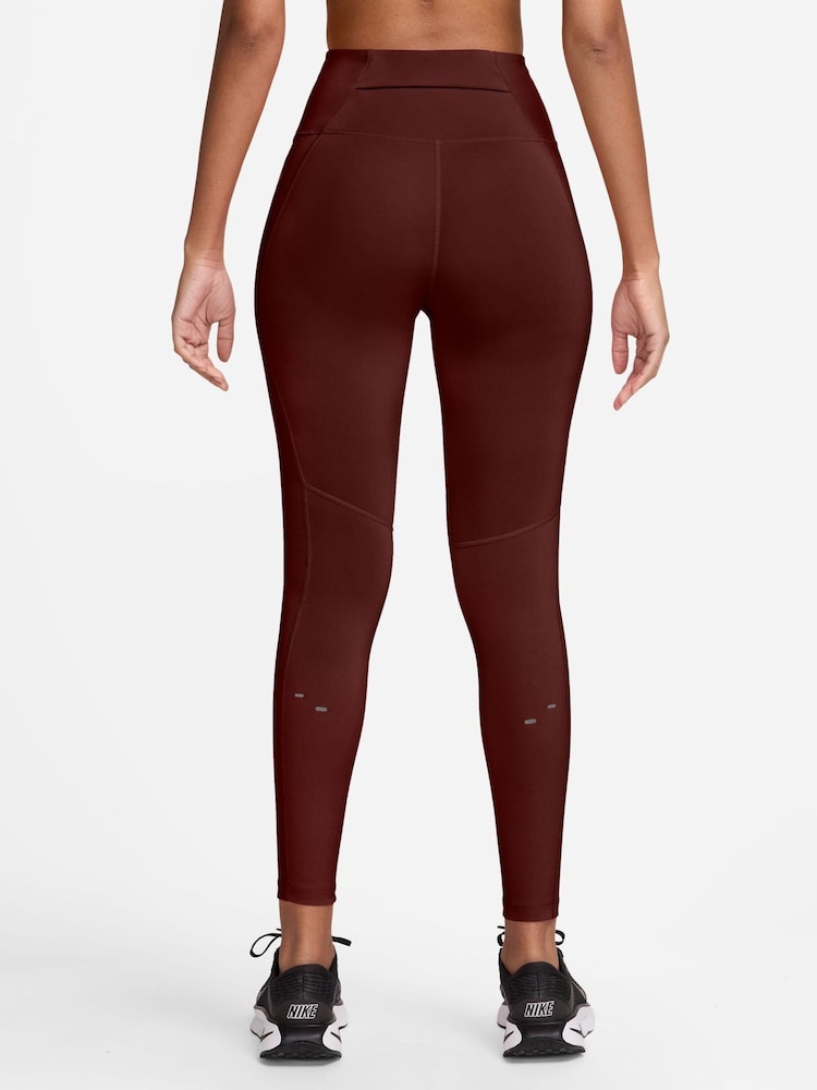Nike Mystic Date Brown Tempo Swoosh Run High-Waisted 7/8 Running Leggings - Image 2 of 4 Nike Mystic Date Brown Tempo Swoosh Run High-Waisted 7/8 Running Leggings - Image 2 of 4