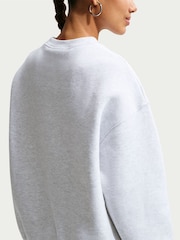 Nike Birch White Studio Fleece Oversized Crew Neck Sweat Top - Image 4 of 5