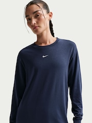 Nike Midnight Navy One Relaxed Dri-FIT Long Sleeve Top - Image 3 of 5