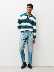 Ripped Light Blue Straight Fit Vintage Jeans - Image 1 of 9