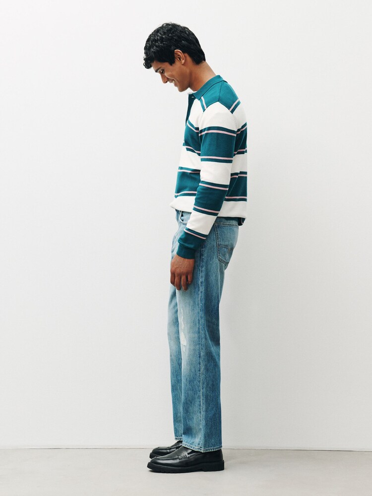 Ripped Light Blue Straight Fit Vintage Jeans - Image 2 of 9 Ripped Light Blue Straight Fit Vintage Jeans - Image 2 of 9
