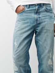 Ripped Light Blue Straight Fit Vintage Jeans - Image 6 of 9