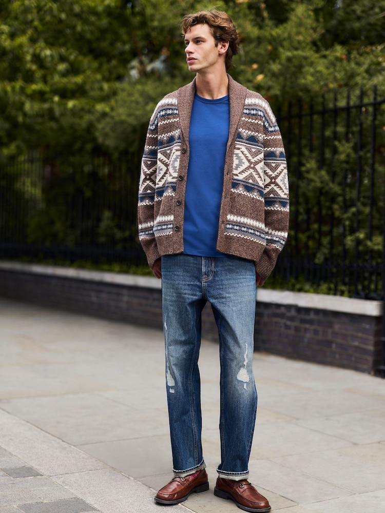Ripped Dark Blue - قياس مستقيم - جينز طراز كلاسيكي - صورة 1 من 6
