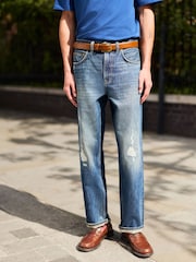 Ripped Dark Blue - قياس مستقيم - جينز طراز كلاسيكي - صورة 3 من 6