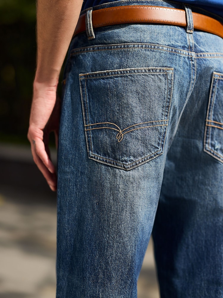 Ripped Dark Blue - قياس مستقيم - جينز طراز كلاسيكي - صورة 6 من 6