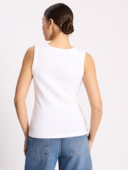 Albaray White V-Neck Rib Vest - Image 2 of 5