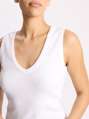 Albaray White V-Neck Rib Vest - Image 3 of 5