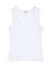 Albaray White V-Neck Rib Vest - Image 5 of 5
