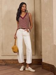 Burgundija Crveno Pruga - Love & Roses Izrez u obliku slova V Jersey Vest - Slika 3 od 4
