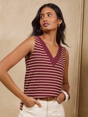Burgundija Crveno Pruga - Love & Roses Izrez u obliku slova V Jersey Vest - Slika 4 od 4