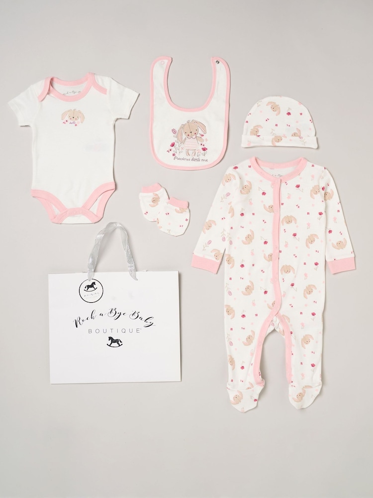 Rock-A-Bye Baby Boutique White All-In-One Baby Gift Set 5 Piece - Image 1 of 6 Rock-A-Bye Baby Boutique White All-In-One Baby Gift Set 5 Piece - Image 1 of 6