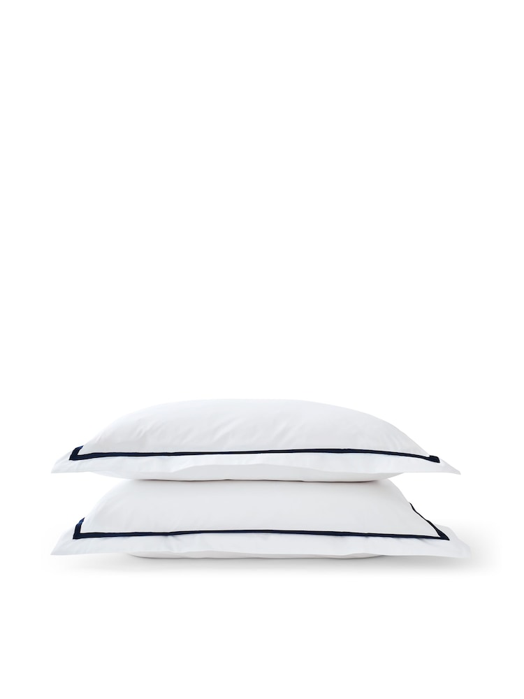 Christy Navy Beaumont Cotton Percale Pillowcase Pair - Image 1 of 3