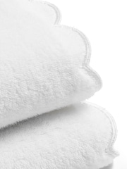 Christy White Scallop Edge Embroidered Cotton Towel - Image 4 of 4
