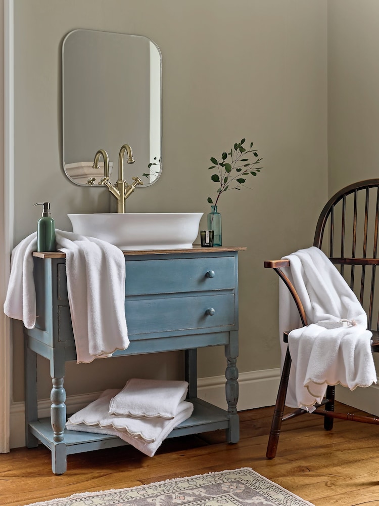 Christy Gold Scallop Edge Embroidered Cotton Towel - Image 2 of 4