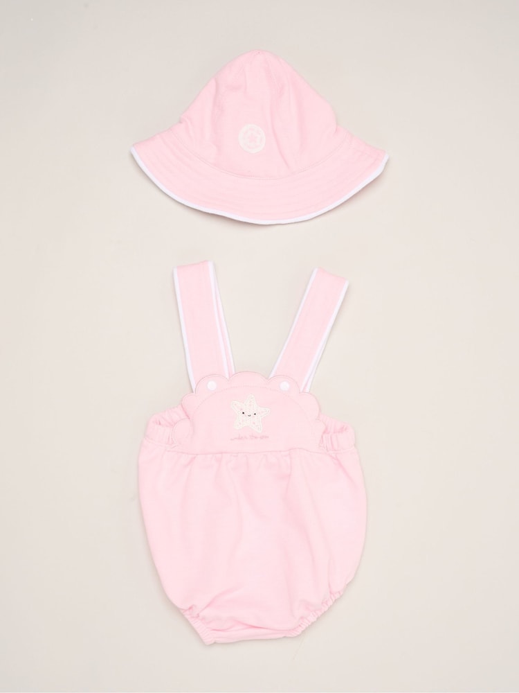 Rock-A-Bye Baby Boutique Pink Star Romper and Hat Outfit Set - Image 1 of 5