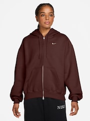 Nike Brown Studio Fleece Oversized Hoodie - Image 1 of 3