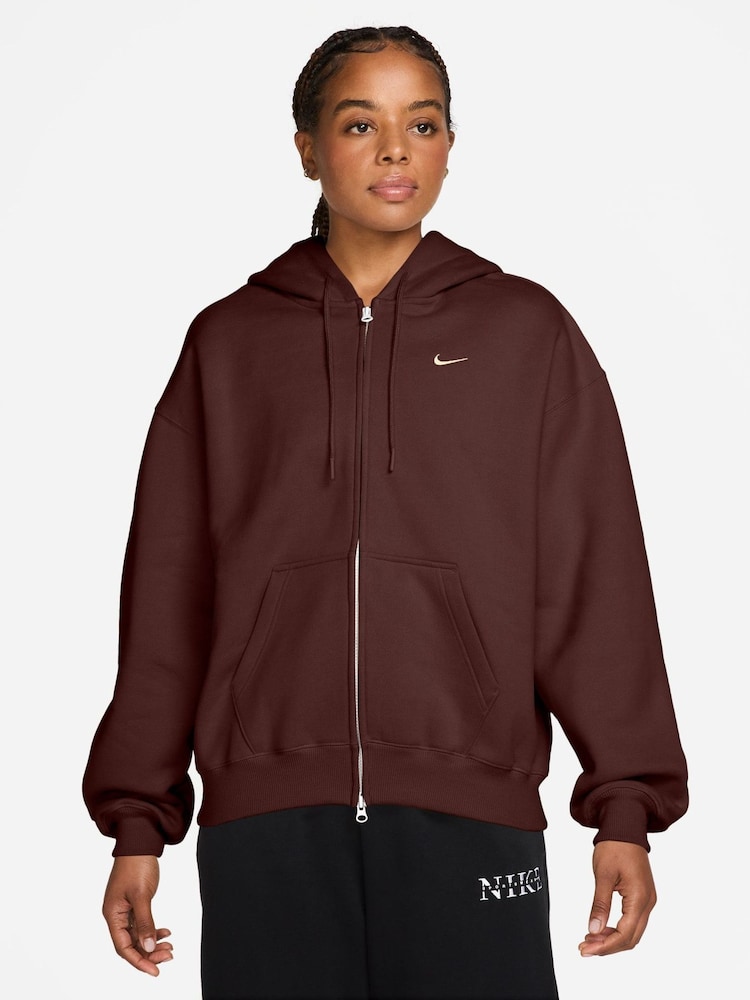Nike Brown Studio Fleece Oversized Hoodie - Image 1 of 3