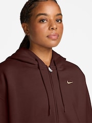 Nike Brown Studio Fleece Oversized Hoodie - Image 3 of 3