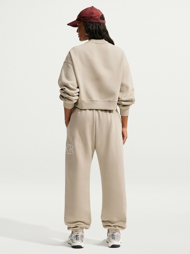 Nike Cream Studio Fleece Oversized Cropped Long-Sleeve Crew T-Shirt - Image 2 of 6