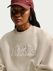 Nike Cream Studio Fleece Oversized Cropped Long-Sleeve Crew T-Shirt - Image 6 of 6