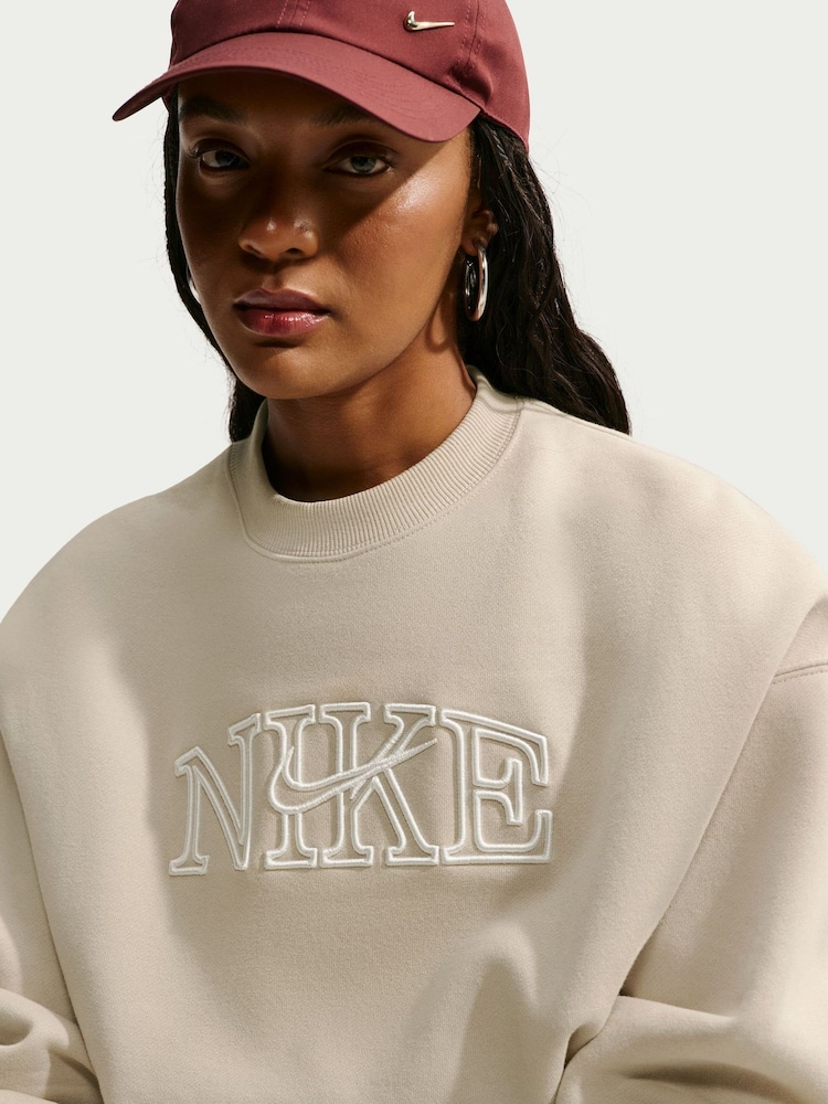 Nike Cream Studio Fleece Oversized Cropped Long-Sleeve Crew T-Shirt - Image 6 of 6
