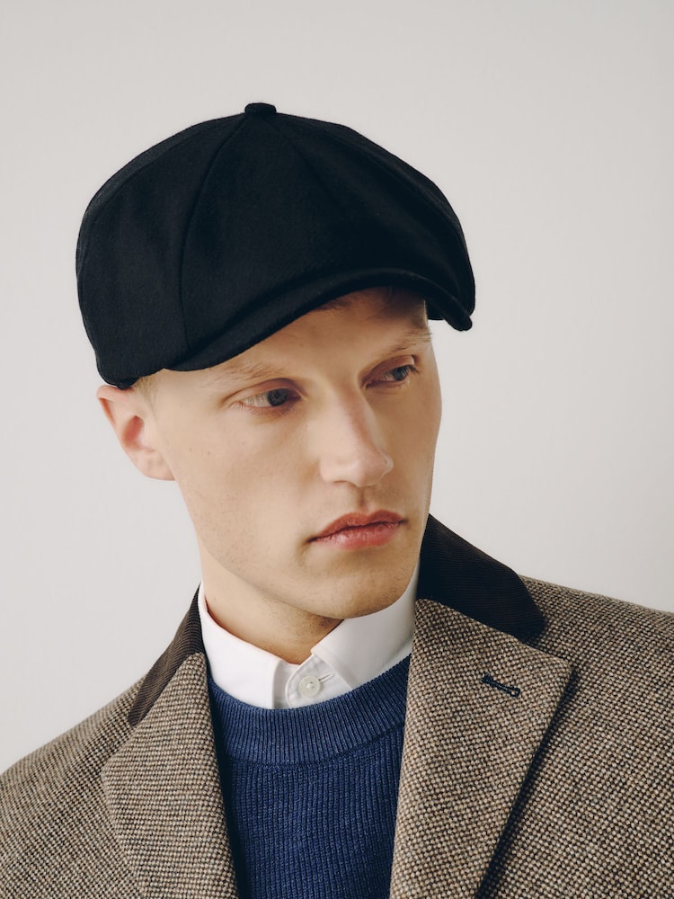 Black Bakerboy Hat - Image 1 of 6 Black Bakerboy Hat - Image 1 of 6