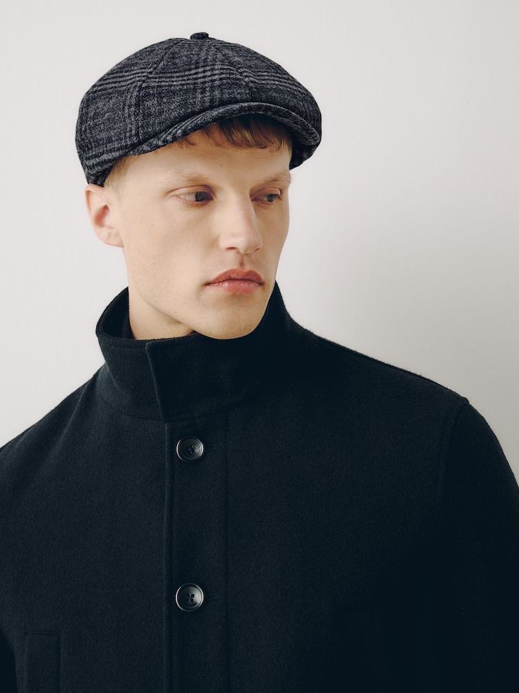 Grey Check Bakerboy Hat - Image 2 of 6 Grey Check Bakerboy Hat - Image 2 of 6