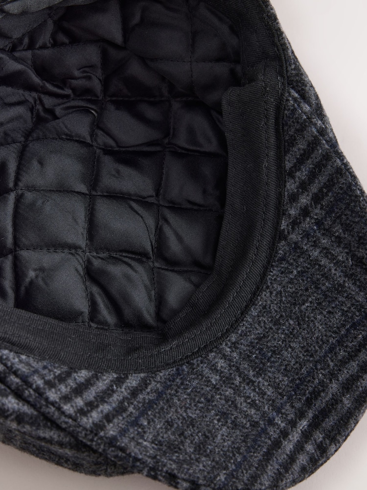 Grey Check Bakerboy Hat - Image 6 of 6 Grey Check Bakerboy Hat - Image 6 of 6