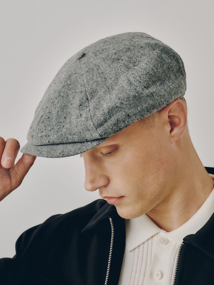 Light Grey Bakerboy Hat - Image 2 of 6 Light Grey Bakerboy Hat - Image 2 of 6
